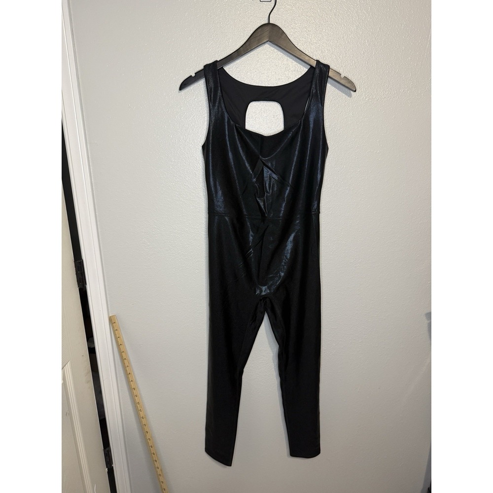 Heroine Sports Glow Jumpsuit in Nylon Black Women's Size XL Shiny Athletic